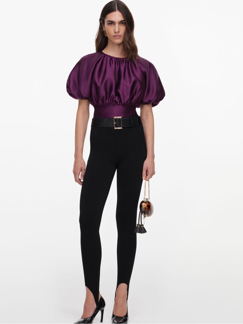 NWOT Self-Portrait PURPLE TAFFETA TOP